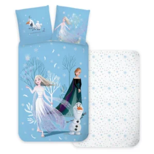 Disney Frozen Dekbedovertrek Sneeuw- 140 x 200 cm - Katoen - 70 x 90 cm