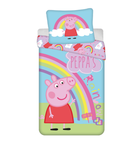 Peppa Pig dekbedovertrek Regenboog 140 x 200 cm - 70 x 90 cm - katoen -pre-order