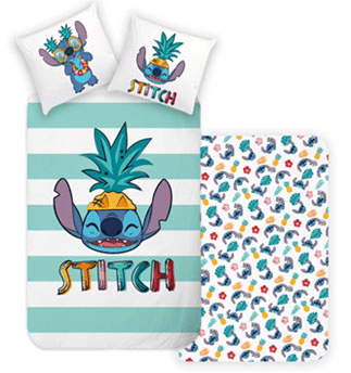 Lilo en Stitch dekbedovertrek Groene Stripes 140 x 200 cm - 70 x 90cm - katoen