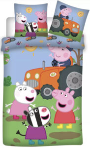 Peppa Pig dekbedovertrek tractor 140 x 200 cm - 70 x 80 cm