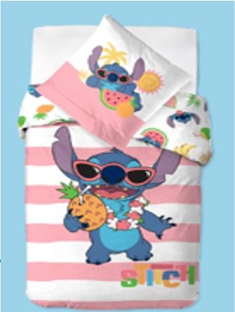 Lilo en Stitch dekbedovertrek Roze Stripes 140 x 200 cm - 60 x 70cm - katoen