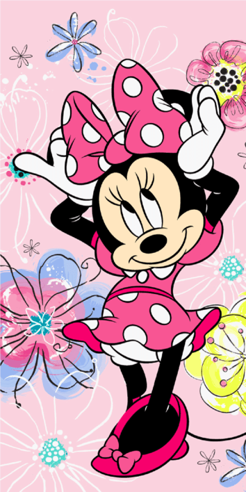 Minnie Mouse strandlaken flowers 70 x 140 cm roze