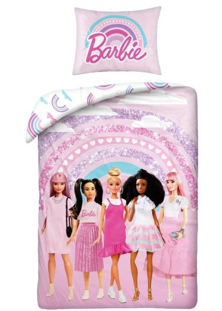 Barbie Dekbedovertrek Regenboog polyester - 140 x 200 cm  70 x 90 cm