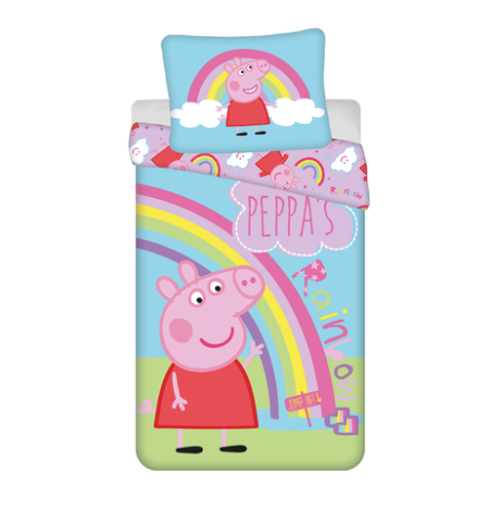 Peppa Pig dekbedovertrek Regenboog 140 x 200 cm - 70 x 90 cm - katoen -pre order