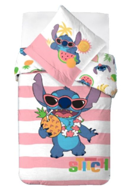 Lilo en Stitch dekbedovertrek Roze Stripes 140 x 200 cm - 60 x 70cm - katoen