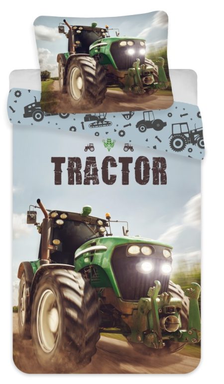 Dreamee Dekbedovertrek Tractor groen  140 x 200 cm 70 x 90 cm - 100% polyester