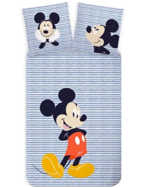 Mickey Mouse peuterdekbedovertrek - Stripes - 100 x 135 cm - Katoen