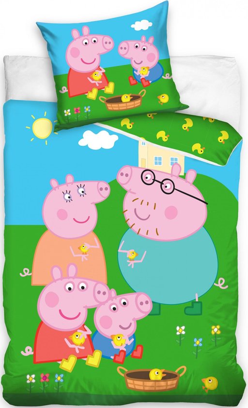 Peppa Pig dekbedovertrek 140 x 200 cm - 60 x 63 cm - katoen