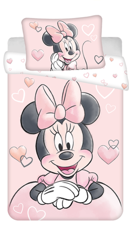 Disney Minnie Mouse peuterdekbedovertrek Hearts  - 100 x 135 cm - Katoen - roze