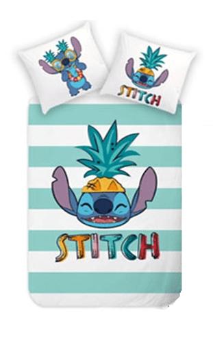 Lilo en Stitch dekbedovertrek Groene Stripes 140 x 200 cm - 70 x 90cm - katoen