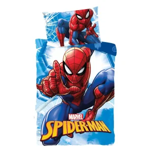 Spiderman Peuterdekbedovertrek city - 100 x 135 cm - Katoen blauw