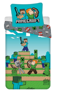 Minecraft Dekbedovertrek groen - 140 x 200 cm - Katoen pre order