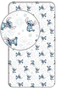 Stitch hoeslaken Ohana wit -Eenpersoons - 90 x 200 cm - Katoen