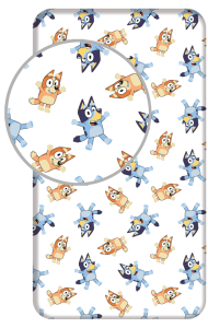 Bluey hoeslaken Bluey en Bingo - Eenpersoons - 90 x 200 cm - Katoen - pre order