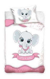 Animal Pictures BABY Dekbedovertrek olifantje it's a girl - 100 x 135 cm - Katoen