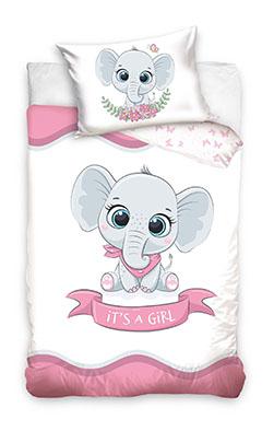 Animal Pictures BABY Dekbedovertrek olifantje it's a girl - 100 x 135 cm - Katoen
