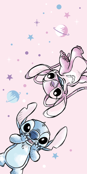 Stitch & Angel strandlaken Roze 70 x 140 cm Katoen