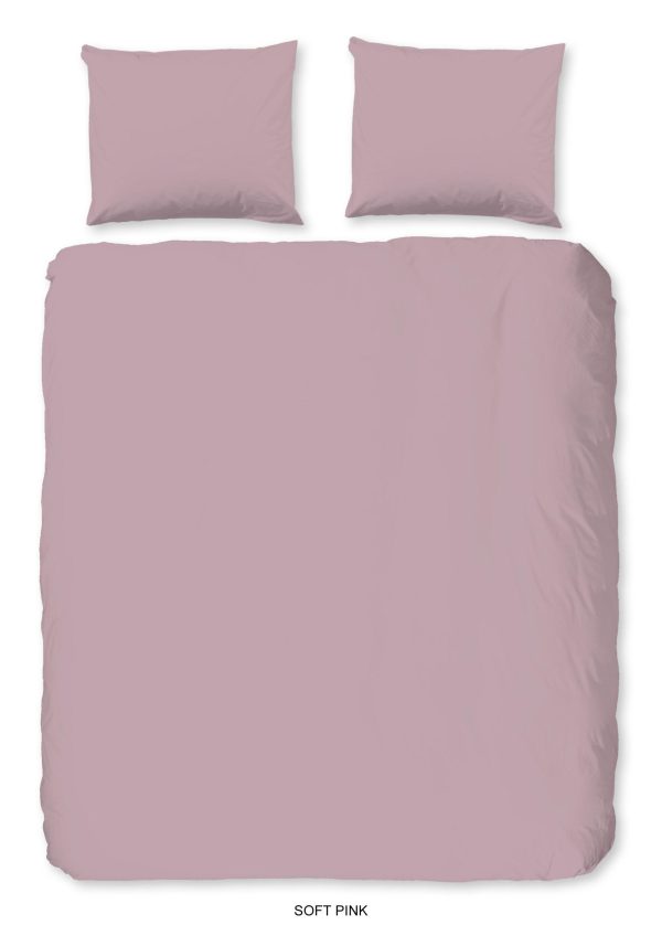 Good Morning Dekbedovertrek "uni dessin" - Roze - (200x200/220 cm) - Katoen