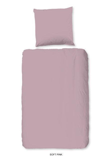 Good Morning Dekbedovertrek "uni dessin" - Roze - (135x200 cm) - Katoen