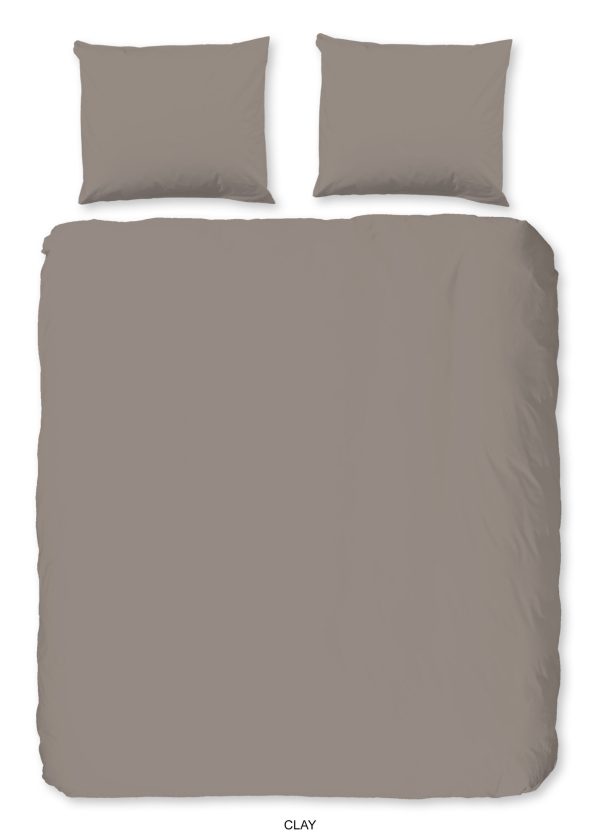 HIP Dekbedovertrek "uni dessin" - Taupe - (140x200/220 cm) - Katoen Satijn