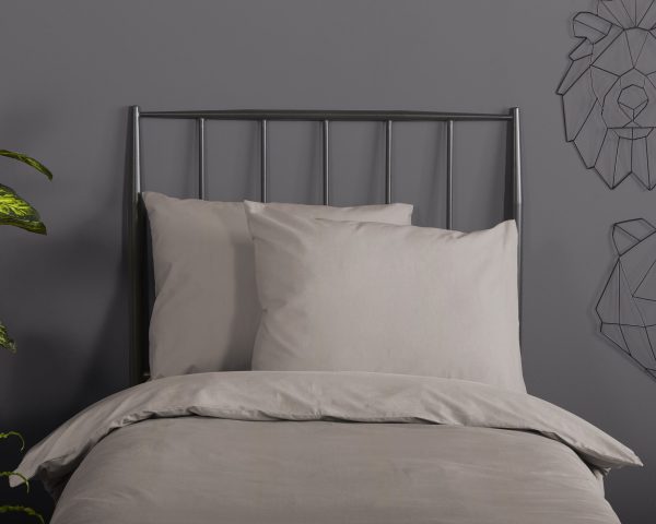 HIP Dekbedovertrek "uni dessin" - Taupe - (140x200/220 cm) - Katoen Satijn - Afbeelding 3