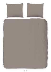 HIP Dekbedovertrek "uni dessin" - Taupe - (200x200/220 cm) - Katoen Satijn