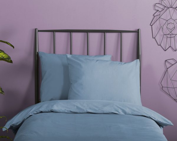 HIP Dekbedovertrek "uni dessin" - Blauw - (140x200/220 cm) - Katoen Satijn - Afbeelding 3