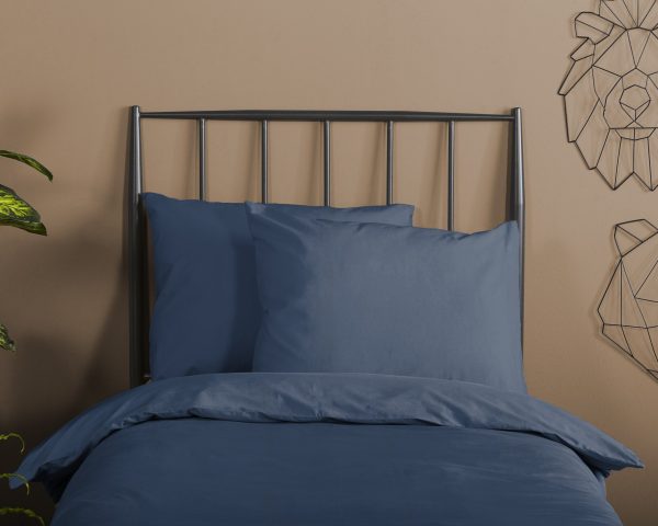 HIP Dekbedovertrek "uni dessin" - Blauw - (140x200/220 cm) - Katoen Satijn - Afbeelding 3