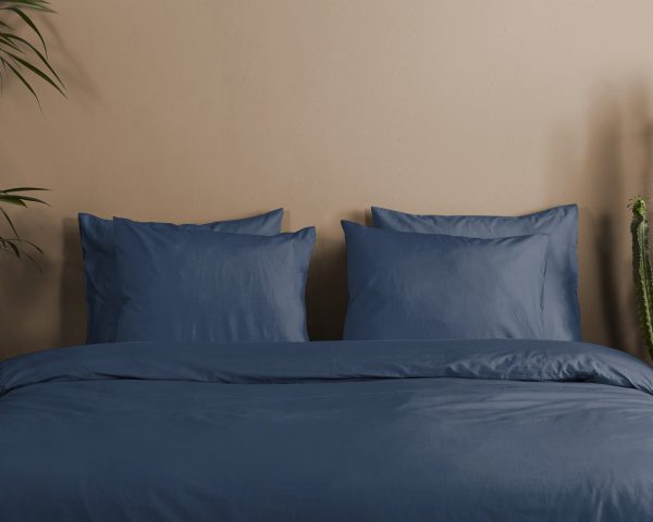 HIP Dekbedovertrek "uni dessin" - Blauw - (200x200/220 cm) - Katoen Satijn - Afbeelding 3