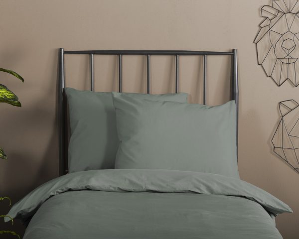 HIP Dekbedovertrek "uni dessin" - Groen - (140x200/220 cm) - Katoen Satijn - Afbeelding 3