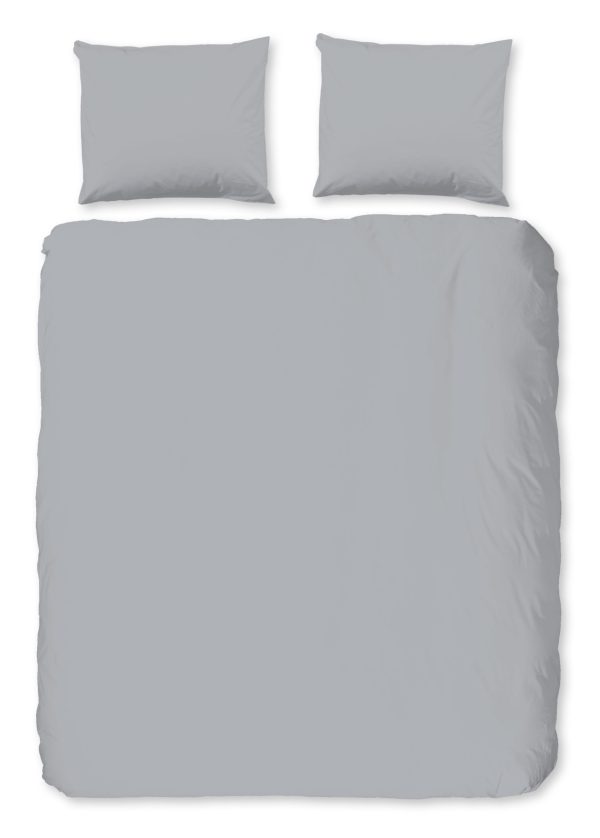 Good Morning Dekbedovertrek "uni dessin" - Zilver - (200x200/220 cm) - Katoen Flanel