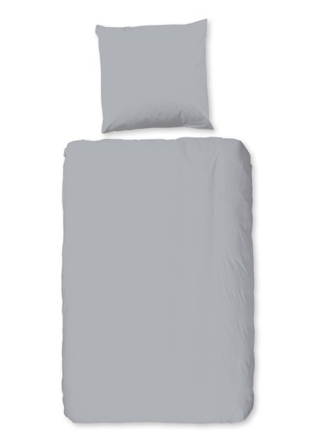 Good Morning Dekbedovertrek "uni dessin" - Zilver - (200x200 cm) - Katoen Flanel