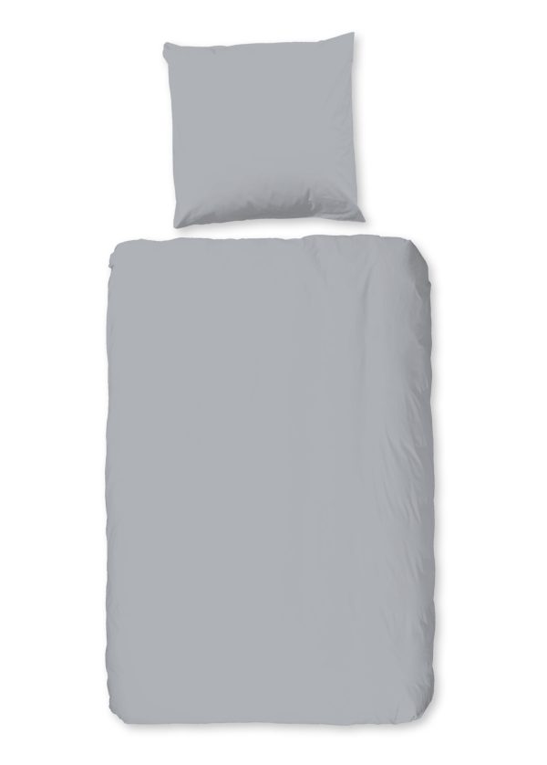 Good Morning Dekbedovertrek "uni dessin" - Zilver - (200x200 cm) - Katoen Flanel