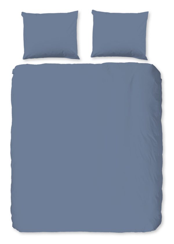 Good Morning Dekbedovertrek "uni dessin" - Blauw - (240x200/220 cm) - Katoen Flanel