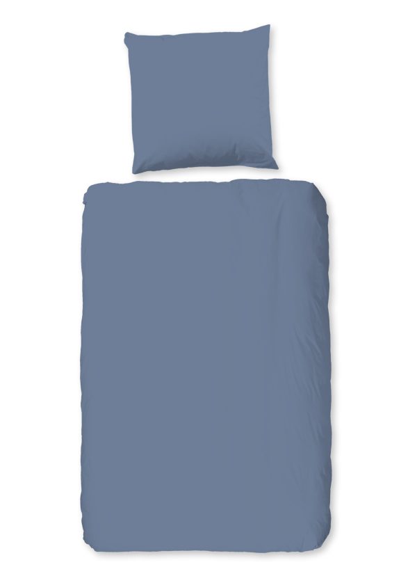 Good Morning Dekbedovertrek "uni dessin" - Blauw - (135x200 cm) - Katoen Flanel