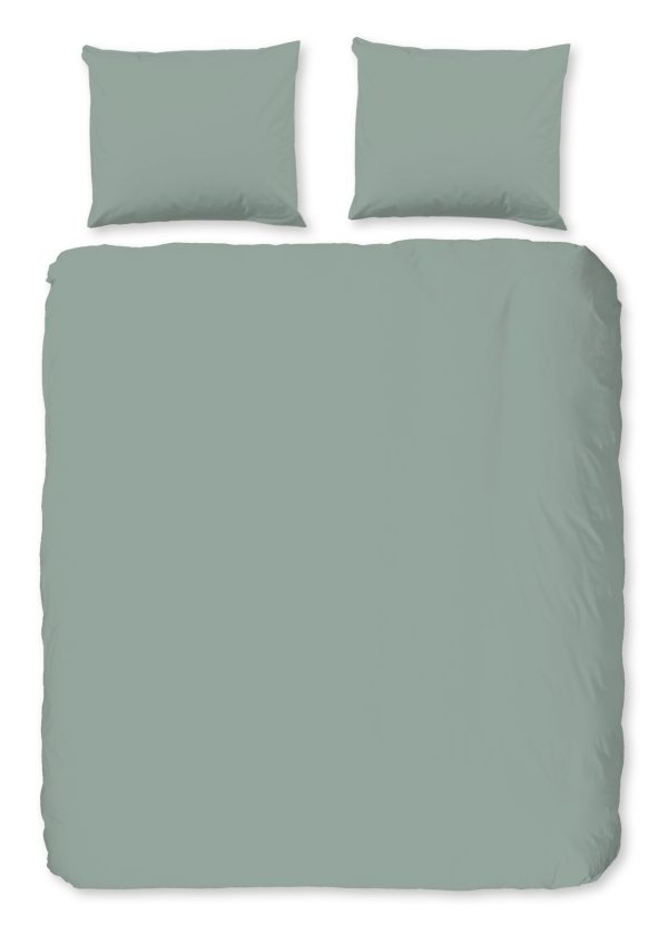 Good Morning Dekbedovertrek "uni dessin" - Groen - (240x200/220 cm) - Katoen Flanel