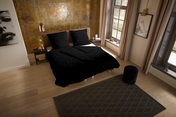 Pure Dekbedovertrek "uni dessin" - Zwart - (135x200 cm) - Microfiber - Afbeelding 2