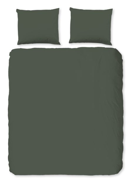 Pure Dekbedovertrek "uni dessin" - Groen - (200x200/220 cm) - Microfiber