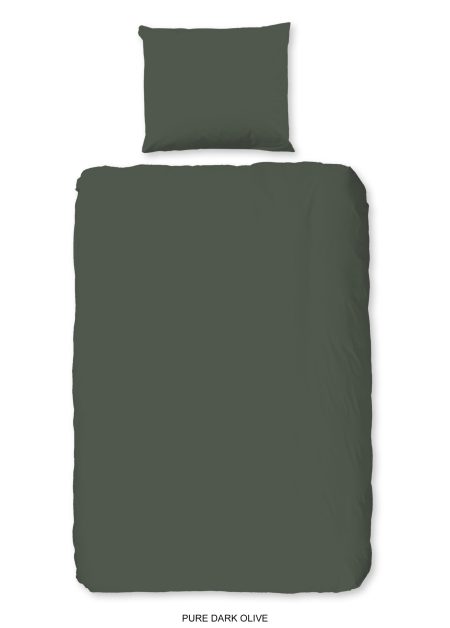 Pure Dekbedovertrek "uni dessin" - Groen - (140x200/220 cm) - Microfiber
