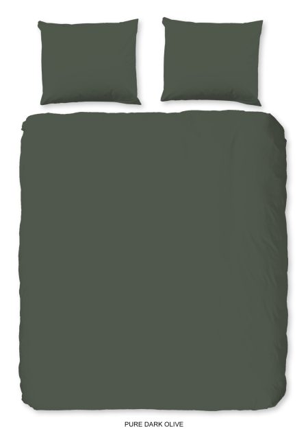 Pure Dekbedovertrek "uni dessin" - Groen - (200x200/220 cm) - Microfiber