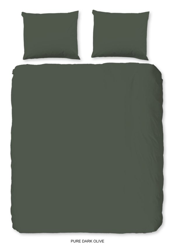 Pure Dekbedovertrek "uni dessin" - Groen - (200x200/220 cm) - Microfiber