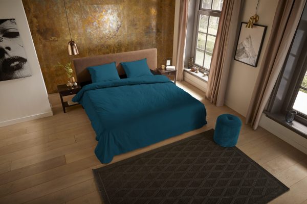 Pure Dekbedovertrek "uni dessin" - Petrol - (240x200/220 cm) - Microfiber - Afbeelding 2