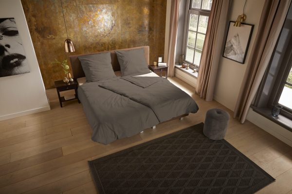 Pure Dekbedovertrek "uni dessin" - Taupe - (200x200 cm) - Microfiber - Afbeelding 2