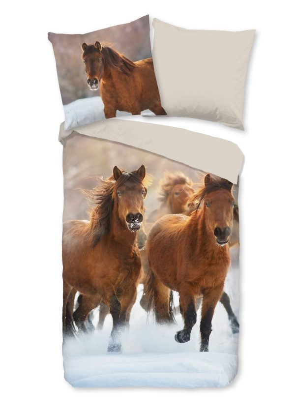 Good Morning Kinderdekbedovertrek "paarden" - Multi - (135x200 cm) - Katoen Flanel