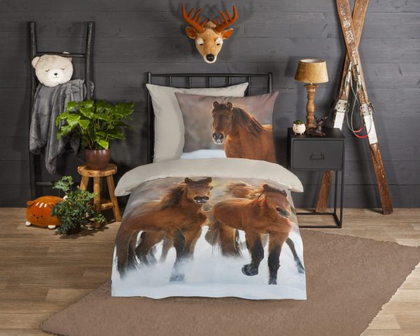 Good Morning Kinderdekbedovertrek "paarden" - Multi - (135x200 cm) - Katoen Flanel - Afbeelding 2