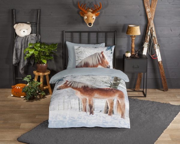 Good Morning Kinderdekbedovertrek "haflinger paard in de sneeuw" - Multi - (140x200/220 cm) - Katoen Flanel - Afbeelding 2