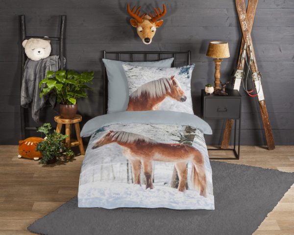 Good Morning Kinderdekbedovertrek "haflinger paard in de sneeuw" - Multi - (135x200 cm) - Katoen Flanel - Afbeelding 2