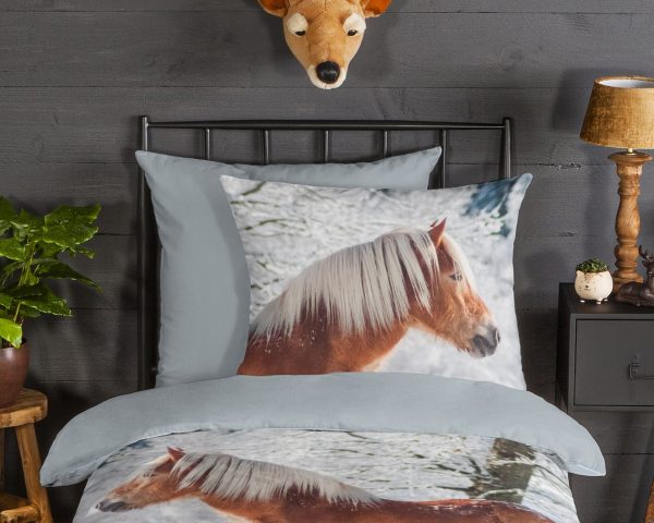 Good Morning Kinderdekbedovertrek "haflinger paard in de sneeuw" - Multi - (135x200 cm) - Katoen Flanel - Afbeelding 3