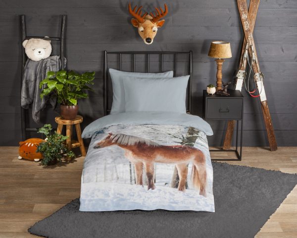 Good Morning Dekbedovertrek "haflinger paard in de sneeuw" - Multi - (140x200 cm) - Katoen Flanel - Afbeelding 2
