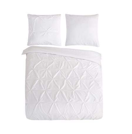 Pure Dekbedovertrek "luxe stiksel plooien" - Wit - (200x200/220 cm) - Microfiber